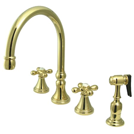 Kingston Brass Widespread Kitchen Faucet, Polished Brass KS2792AXBS